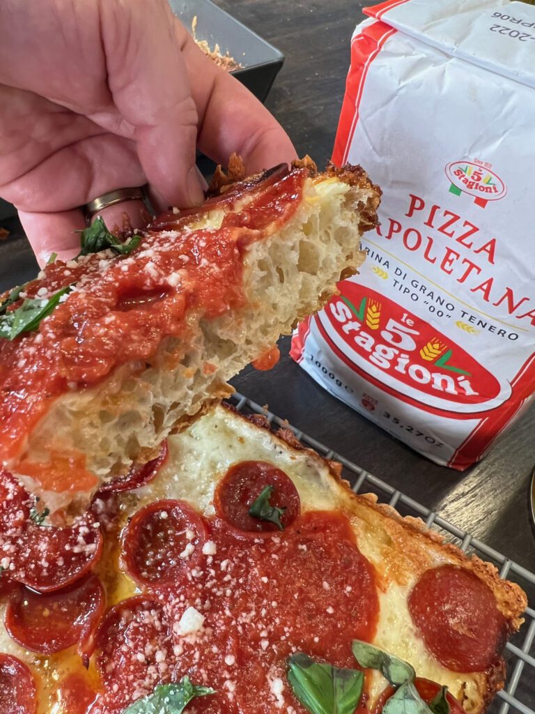 Detroit Style Pizza Made with Le 5 Stagioni Flour
